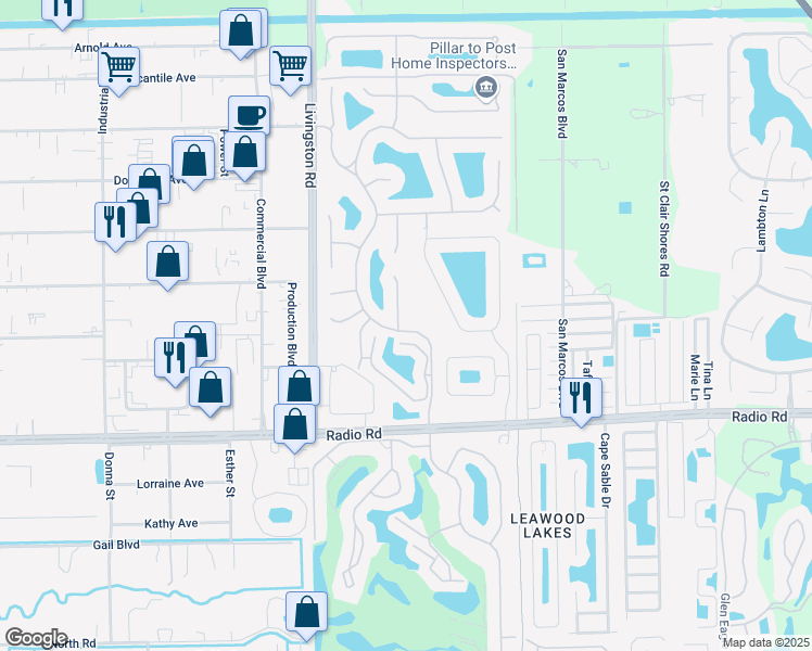 map of restaurants, bars, coffee shops, grocery stores, and more near 400 Dundee Court in Naples