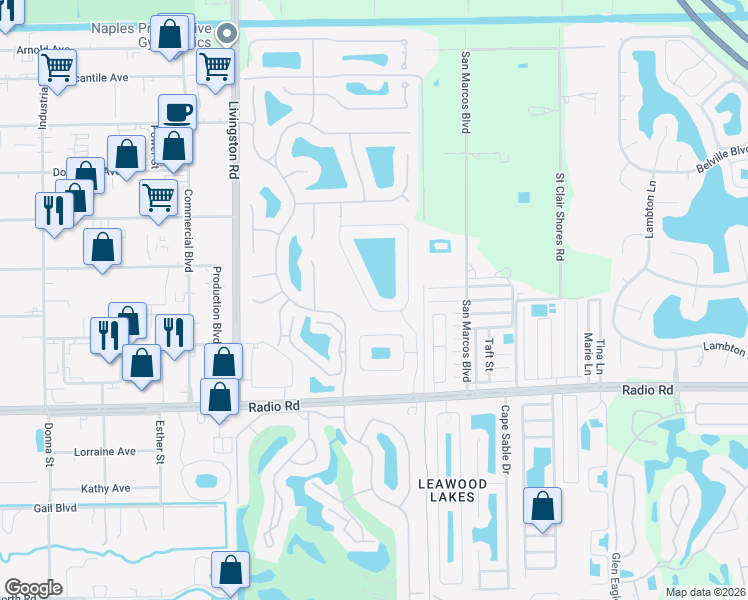 map of restaurants, bars, coffee shops, grocery stores, and more near 754 Crossfield Circle in Naples