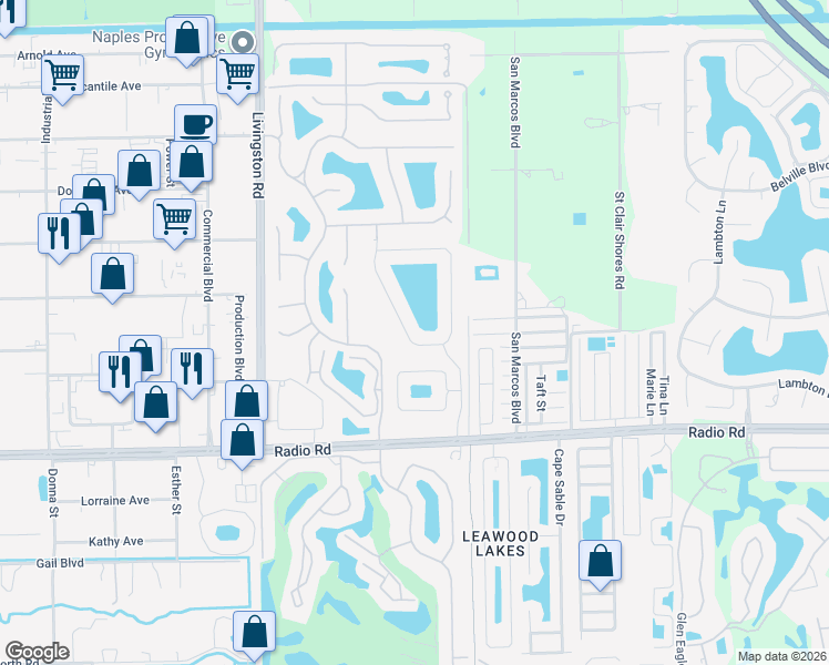 map of restaurants, bars, coffee shops, grocery stores, and more near 795 Crossfield Circle in Naples