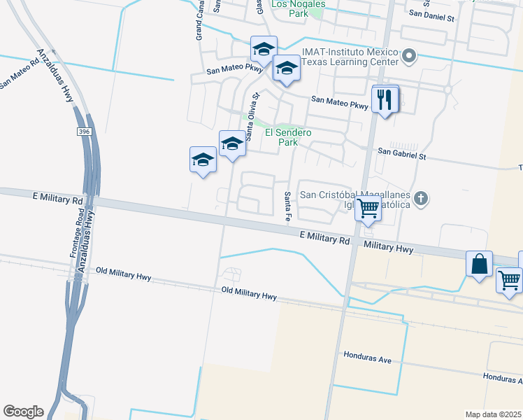 map of restaurants, bars, coffee shops, grocery stores, and more near 3007 San Sebastian in Mission