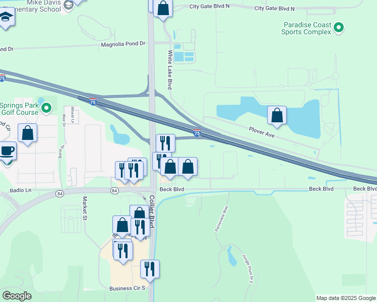 map of restaurants, bars, coffee shops, grocery stores, and more near 3860 Tollgate Boulevard in Naples