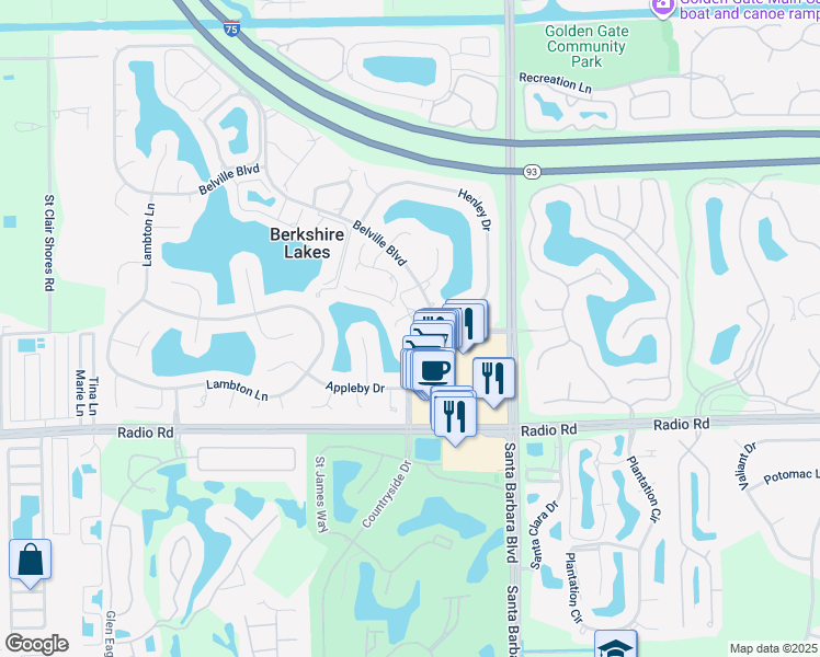 map of restaurants, bars, coffee shops, grocery stores, and more near 191 Bennington Drive in Naples
