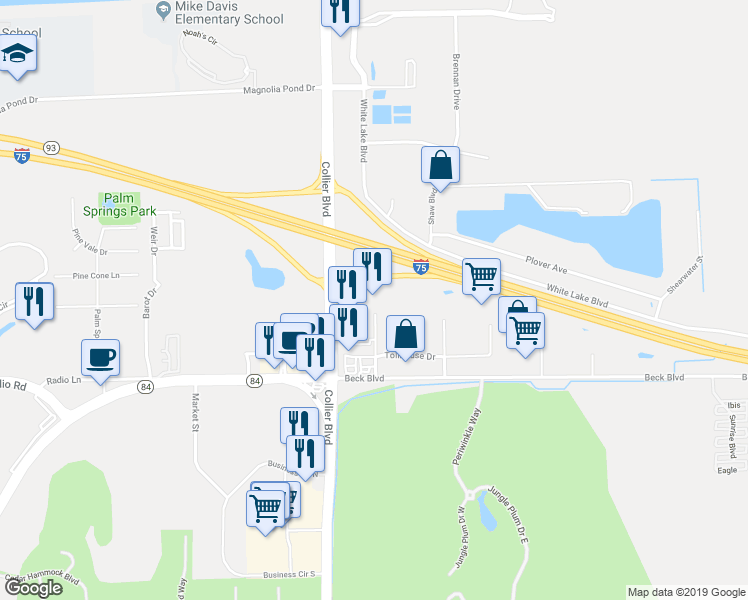 map of restaurants, bars, coffee shops, grocery stores, and more near 3860 Tollgate Boulevard in Naples