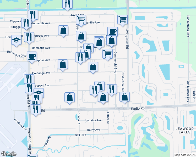 map of restaurants, bars, coffee shops, grocery stores, and more near 4306 Exchange Avenue in Naples
