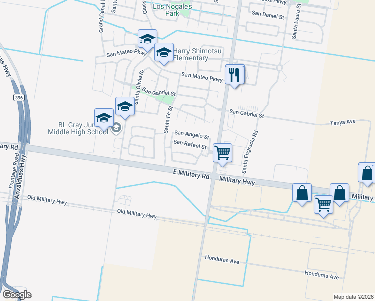 map of restaurants, bars, coffee shops, grocery stores, and more near 3309 San Andres in Mission
