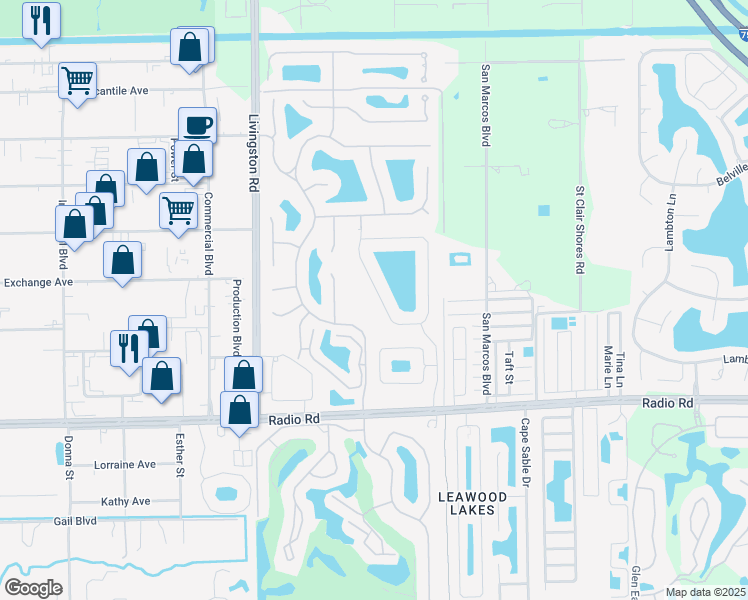 map of restaurants, bars, coffee shops, grocery stores, and more near 733 Crossfield Circle in Naples