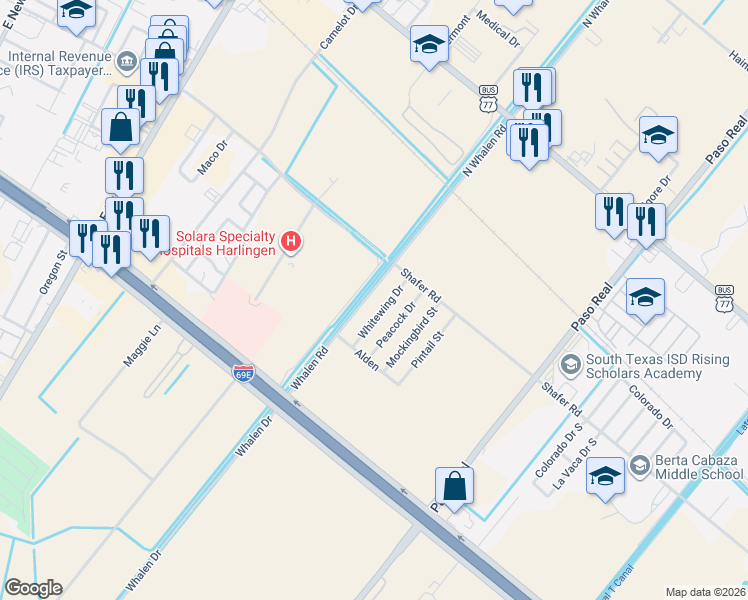 map of restaurants, bars, coffee shops, grocery stores, and more near 443 North Whalen Road in San Benito