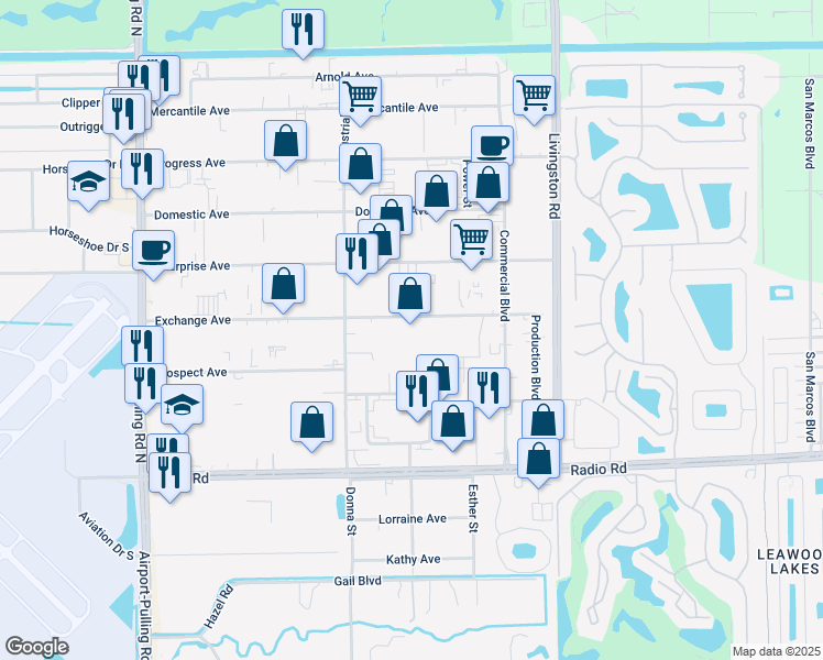 map of restaurants, bars, coffee shops, grocery stores, and more near 4306 Exchange Avenue in Naples