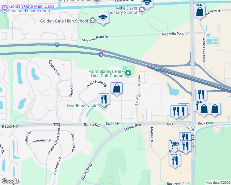 map of restaurants, bars, coffee shops, grocery stores, and more near 724 Pine Cone Lane in Naples