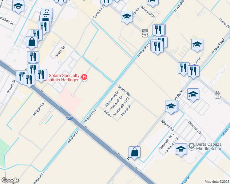 map of restaurants, bars, coffee shops, grocery stores, and more near 443 North Whalen Road in San Benito
