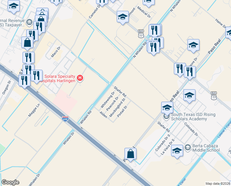map of restaurants, bars, coffee shops, grocery stores, and more near 413 Whitewing Drive in San Benito