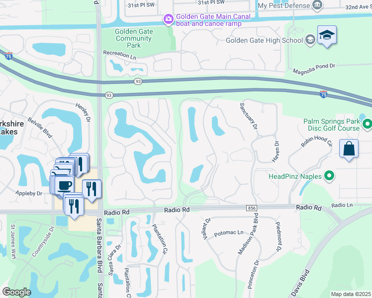 map of restaurants, bars, coffee shops, grocery stores, and more near 228 Belina Drive in Naples