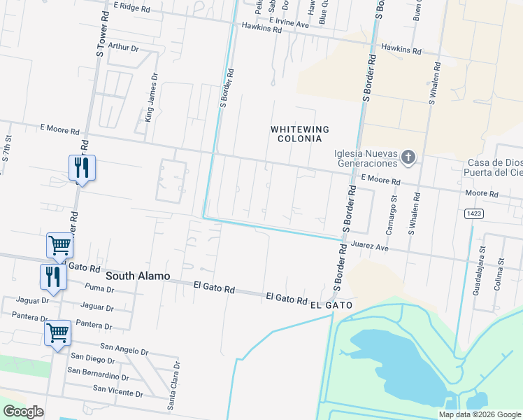 map of restaurants, bars, coffee shops, grocery stores, and more near 1112 Robin Street in Alamo