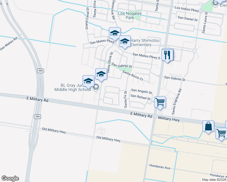 map of restaurants, bars, coffee shops, grocery stores, and more near 3003 San Angelo Street in Mission