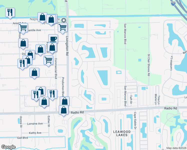 map of restaurants, bars, coffee shops, grocery stores, and more near 716 Teton Court in Naples