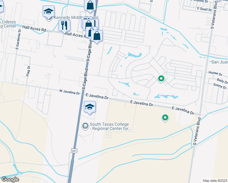 map of restaurants, bars, coffee shops, grocery stores, and more near 301 Ashley Drive in Pharr