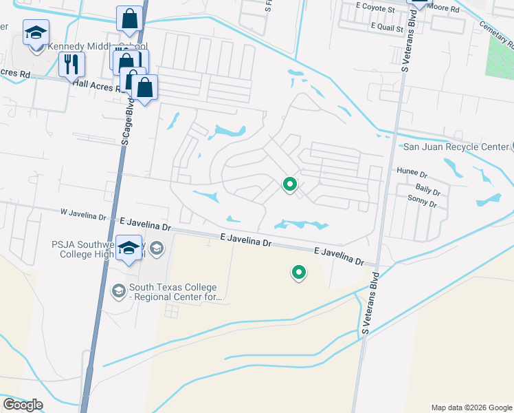 map of restaurants, bars, coffee shops, grocery stores, and more near 422 Rhett Drive in Pharr