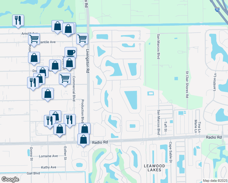 map of restaurants, bars, coffee shops, grocery stores, and more near 716 Teton Court in Naples