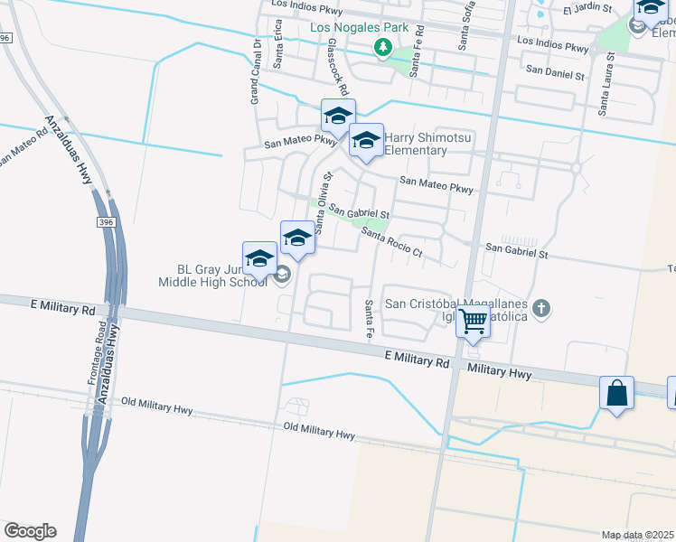map of restaurants, bars, coffee shops, grocery stores, and more near 3005 San Angelo in Mission