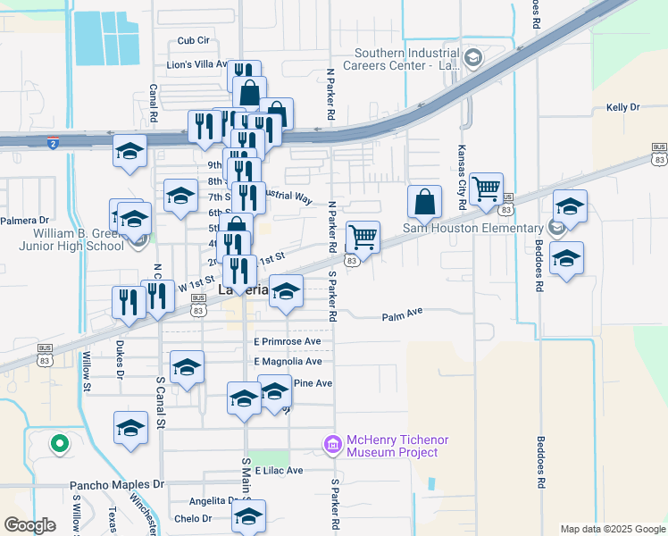 map of restaurants, bars, coffee shops, grocery stores, and more near 12688-12710 in La Feria