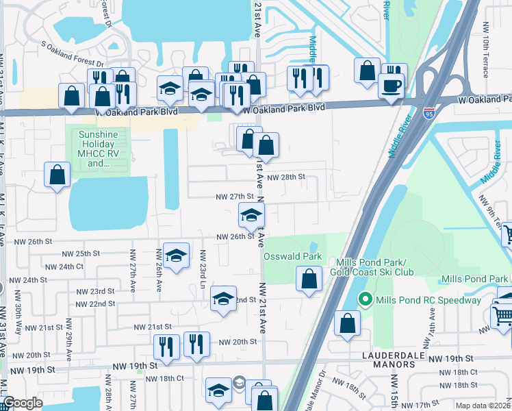 map of restaurants, bars, coffee shops, grocery stores, and more near in Fort Lauderdale