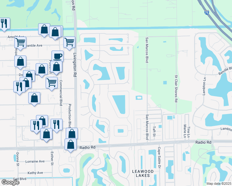 map of restaurants, bars, coffee shops, grocery stores, and more near 586 Crossfield Circle in Naples