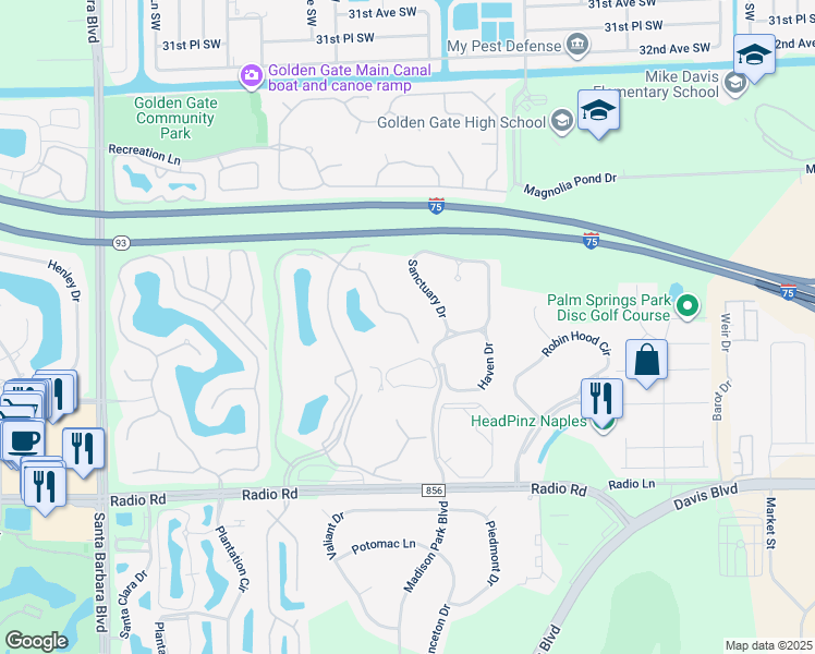map of restaurants, bars, coffee shops, grocery stores, and more near 750 Luisa Lane in Naples