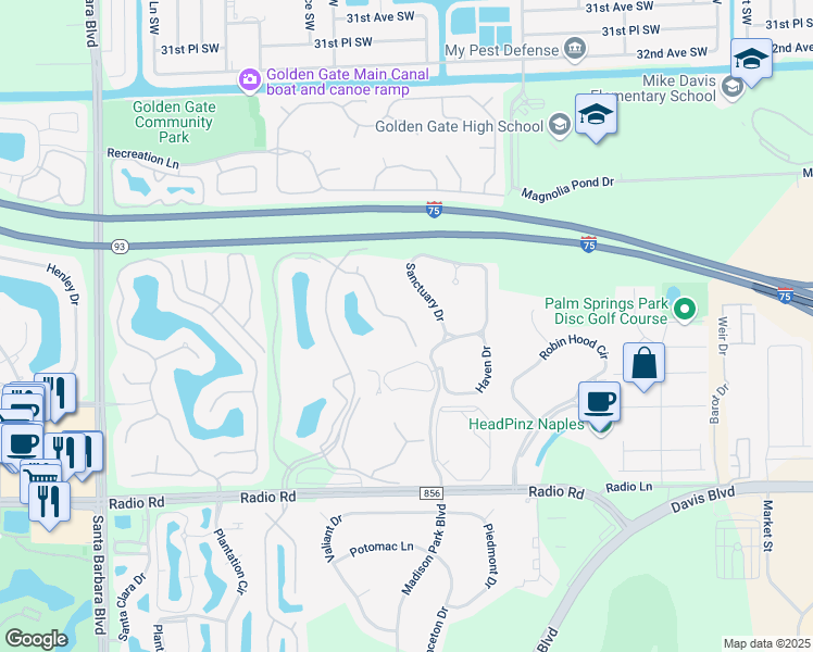 map of restaurants, bars, coffee shops, grocery stores, and more near 750 Luisa Lane in Naples