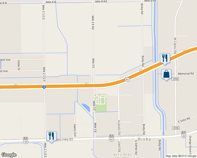 map of restaurants, bars, coffee shops, grocery stores, and more near N Expy in Brownsville