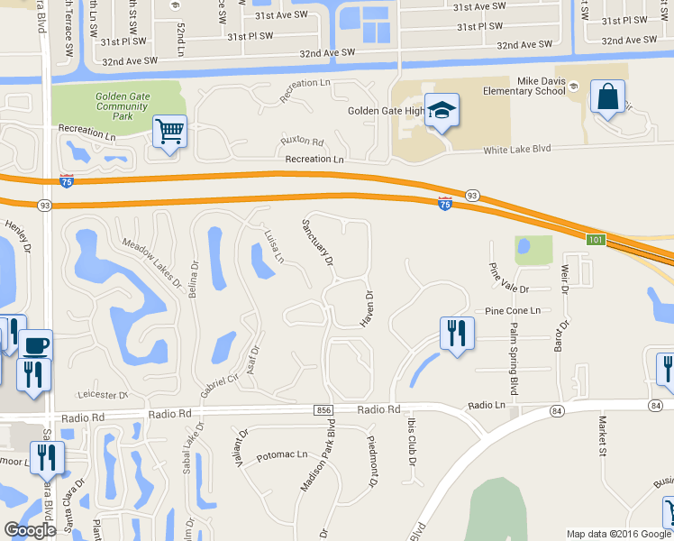 map of restaurants, bars, coffee shops, grocery stores, and more near 7967 Haven Drive in Naples