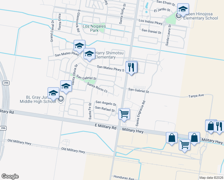 map of restaurants, bars, coffee shops, grocery stores, and more near 3403 San Fabian Street in Mission
