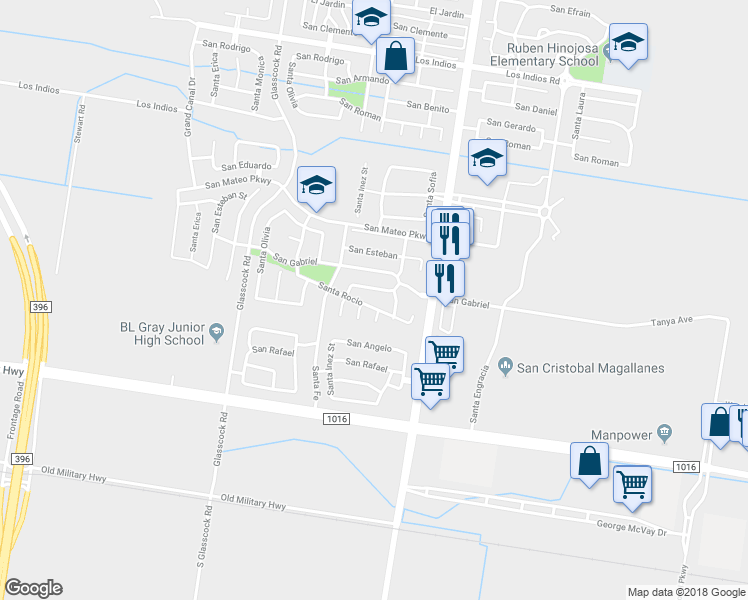 map of restaurants, bars, coffee shops, grocery stores, and more near 3400 San Fabian in Mission