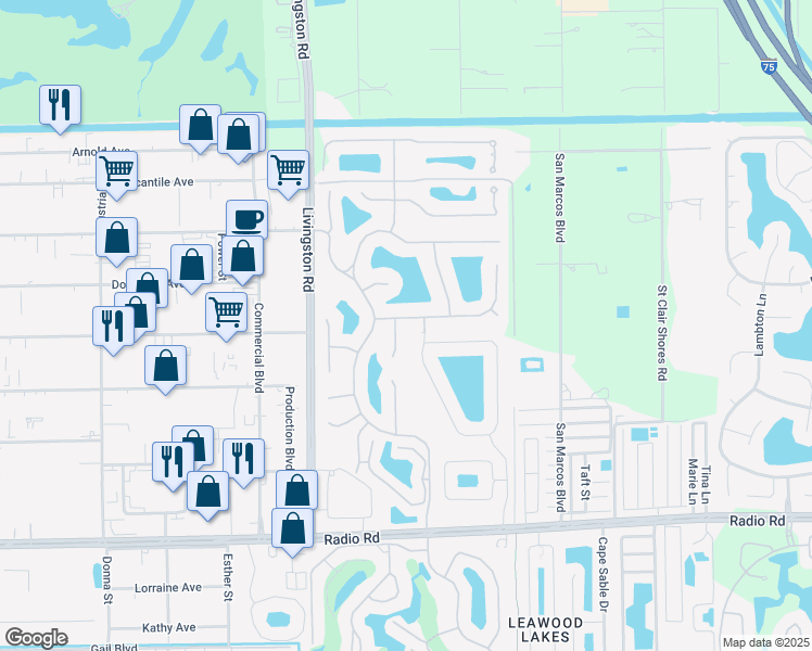 map of restaurants, bars, coffee shops, grocery stores, and more near 1546 Vintage Lane in Naples