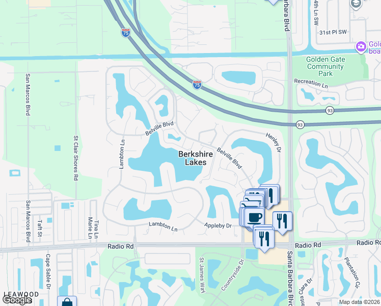map of restaurants, bars, coffee shops, grocery stores, and more near 554 Windsor Square in Naples