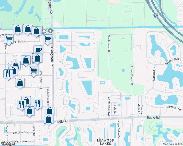 map of restaurants, bars, coffee shops, grocery stores, and more near 1487 Vintage Lane in Naples