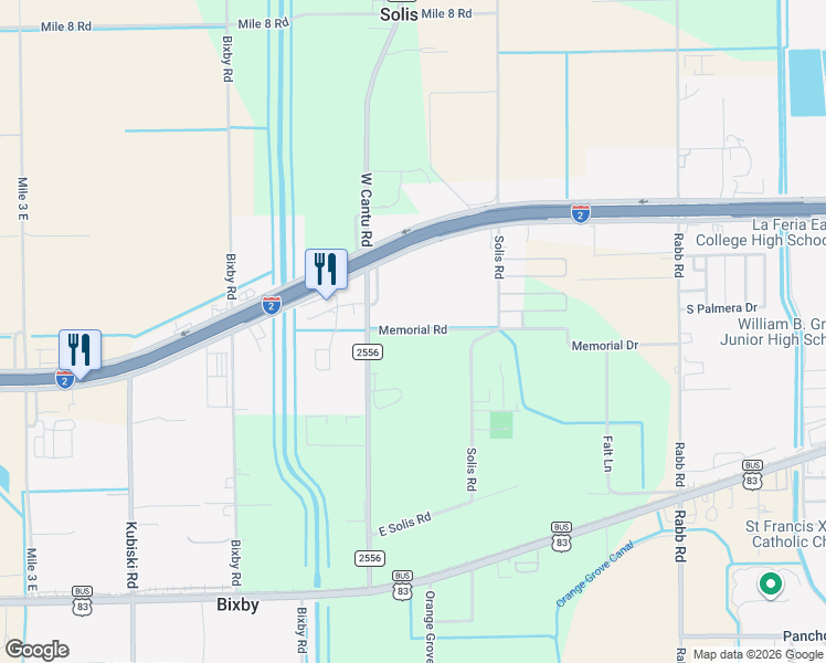 map of restaurants, bars, coffee shops, grocery stores, and more near 11118 Memorial Drive in La Feria