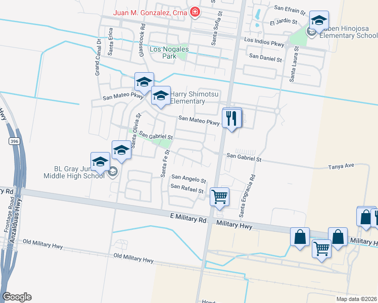 map of restaurants, bars, coffee shops, grocery stores, and more near 3403 San Fabian Street in Mission