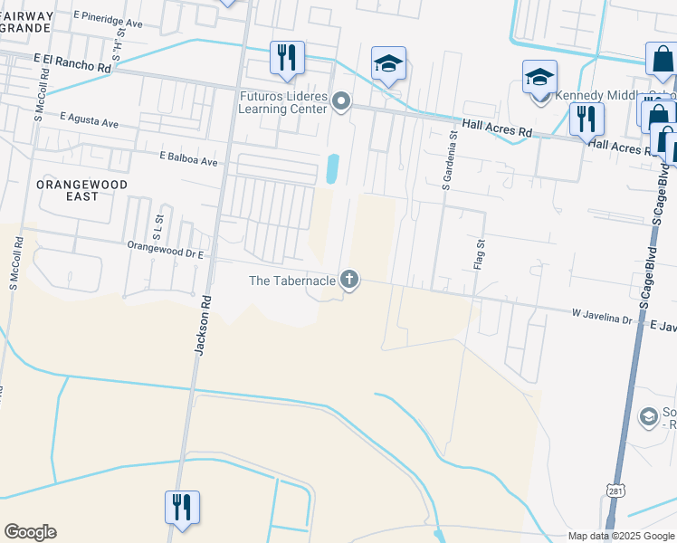 map of restaurants, bars, coffee shops, grocery stores, and more near 1086-1162 W El Rancho Blanco Rd in Pharr
