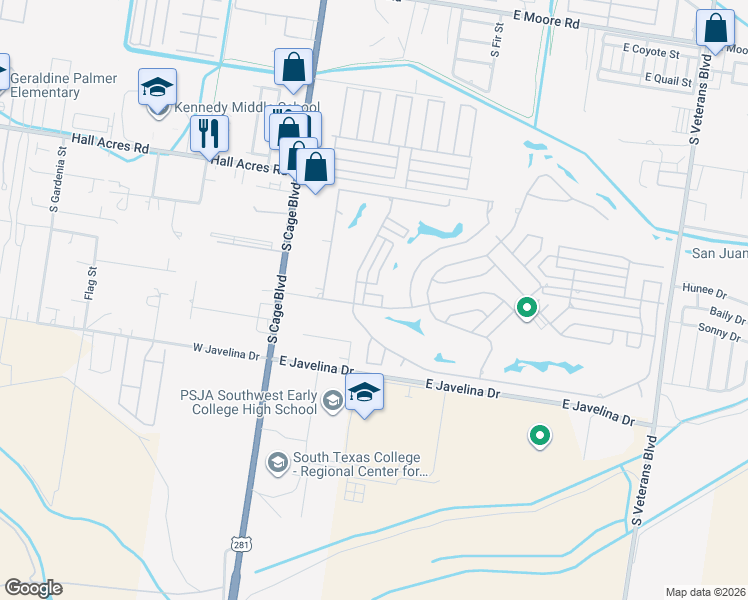 map of restaurants, bars, coffee shops, grocery stores, and more near 307 Plantation Dr in Pharr