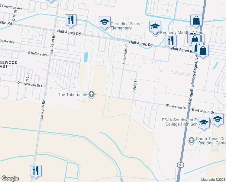 map of restaurants, bars, coffee shops, grocery stores, and more near 812 West El Rancho Blanco Road in Pharr