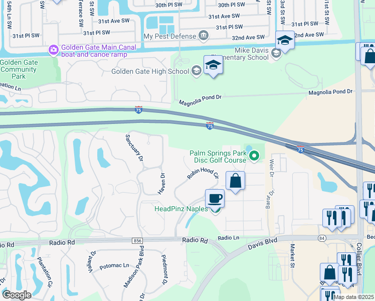 map of restaurants, bars, coffee shops, grocery stores, and more near 412 Valerie Way in Naples