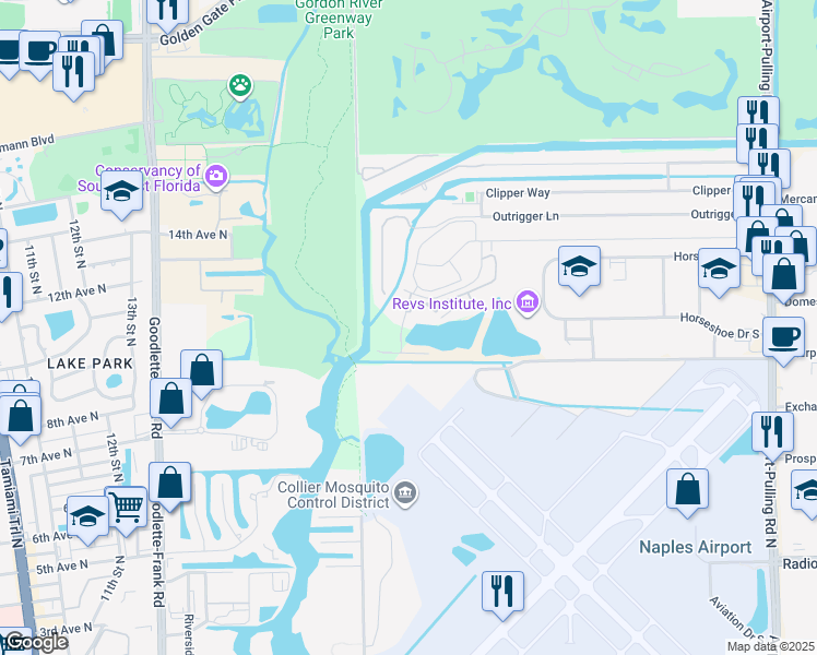 map of restaurants, bars, coffee shops, grocery stores, and more near 1970 River Reach Drive in Naples
