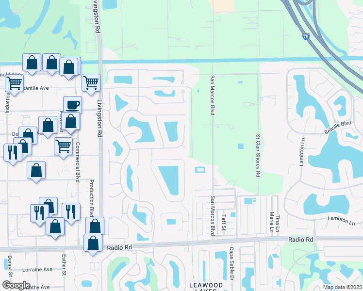 map of restaurants, bars, coffee shops, grocery stores, and more near 1546 Vintage Lane in Naples