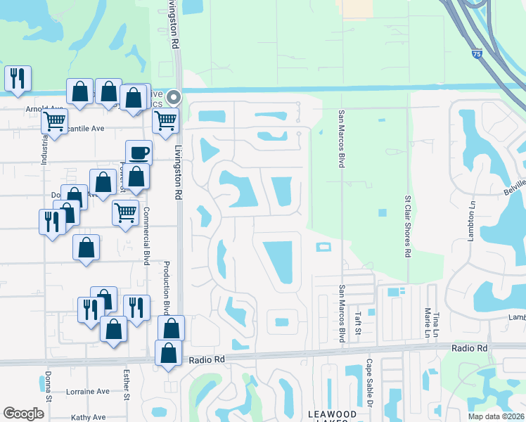 map of restaurants, bars, coffee shops, grocery stores, and more near 1522 Vintage Lane in Naples
