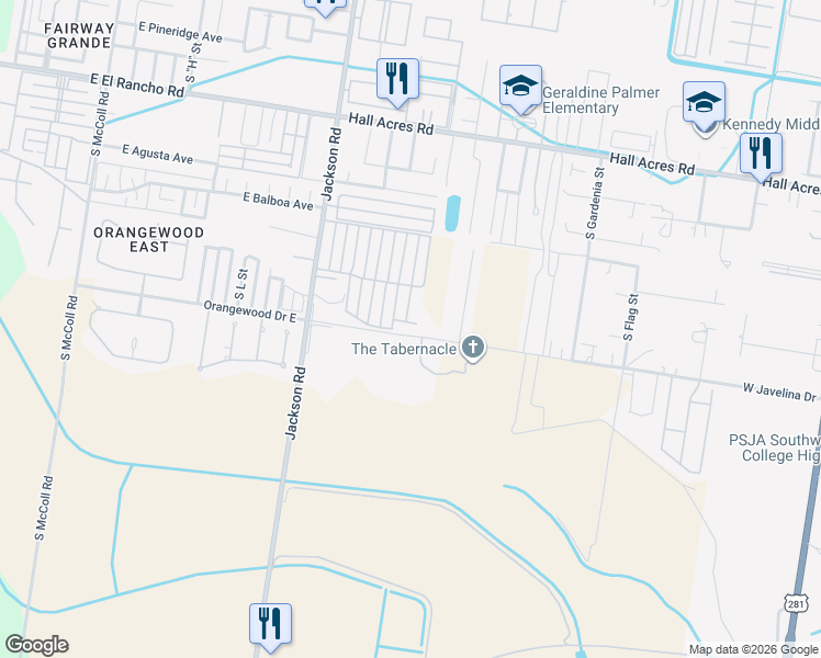 map of restaurants, bars, coffee shops, grocery stores, and more near 1603 Omni Avenue in Pharr