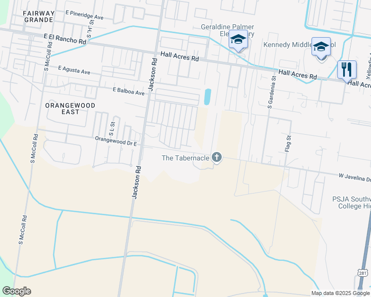 map of restaurants, bars, coffee shops, grocery stores, and more near 1605 Omni Avenue in Pharr