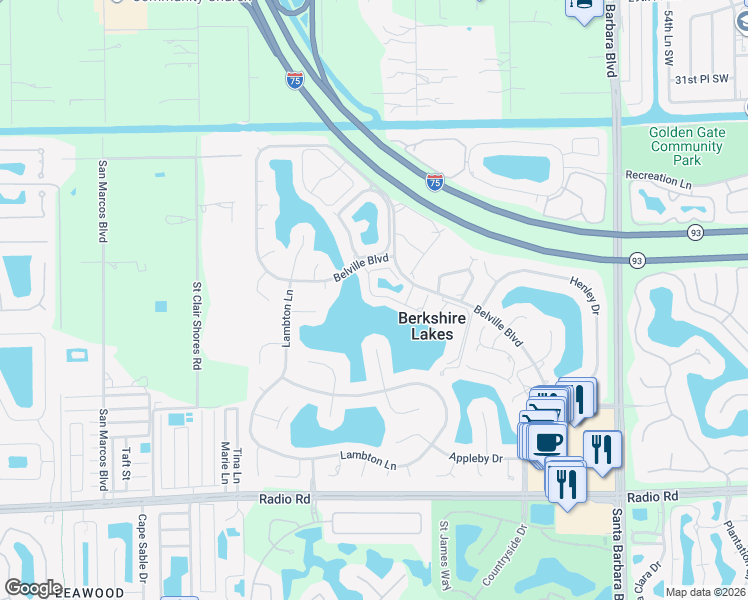 map of restaurants, bars, coffee shops, grocery stores, and more near 601 Windsor Square in Naples