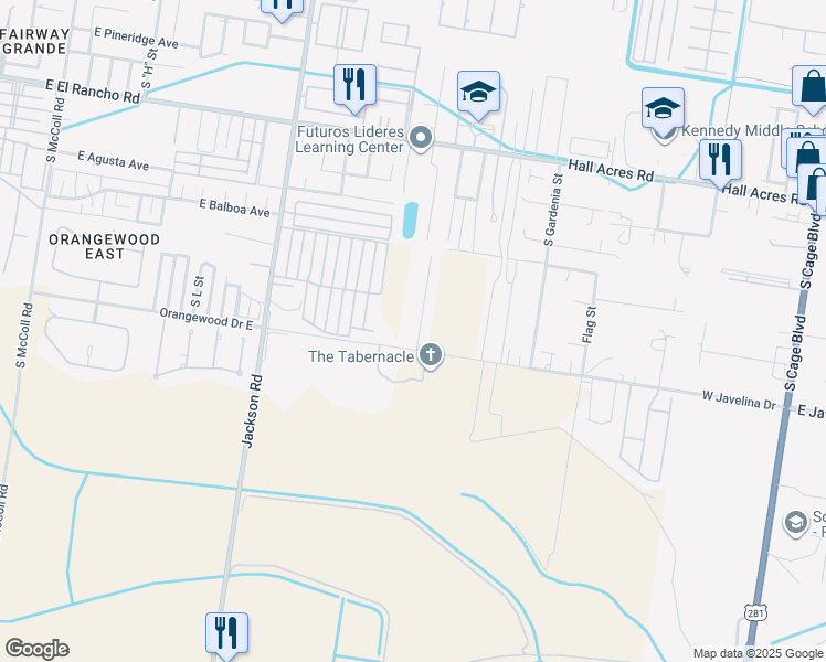 map of restaurants, bars, coffee shops, grocery stores, and more near 1086-1162 W El Rancho Blanco Rd in Pharr
