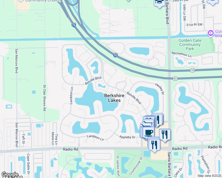 map of restaurants, bars, coffee shops, grocery stores, and more near 554 Windsor Square in Naples
