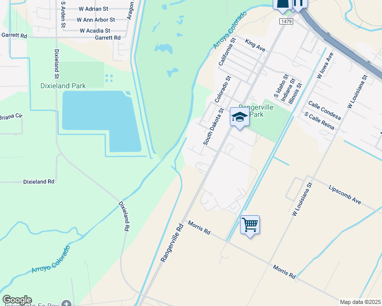 map of restaurants, bars, coffee shops, grocery stores, and more near 1906 Wyoming Drive in Harlingen